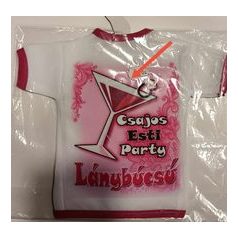 Csajos esti party lánybúcsú üveg póló pink szélű