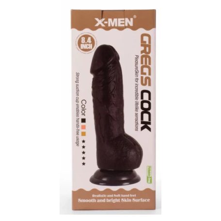 X-MEN Greg's 8.4" Cock Black fekete letapasztható, herés dildó