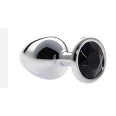   X-Men  Secret Shade Metal Butt Plug S ezüst-fekete kővel anál ékszer