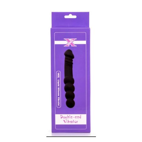 X-Men Double-End Vibrating Butt Plug - szilikon, akkus, vízálló anál vibrátor - 23 cm (fekete)