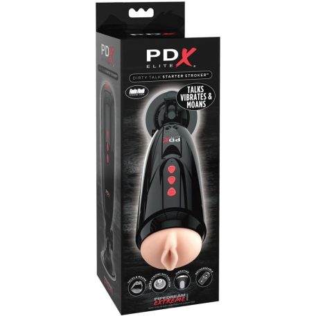 PDX Elite Dirty Talk Starter Stroker Light/Black / letapasztható, interaktív vibrátor/