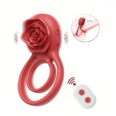   Passion Labs Rosa Ring & Clit  Stim Rose Collection  vibrációs péniszgyűrű piros színben