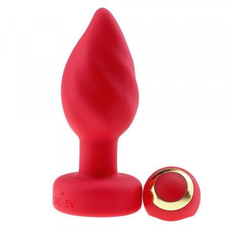  Passion Labs Anal Plug Led Light Vibrating Plug, Remote Control, 10 Vibration Modes, Silicone, USB, Red, 9 cm