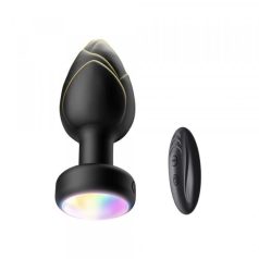    Passion Labs Anal Plug Led Light Vibrating Plug, Remote Control, 10 Vibration Modes, Silicone, USB, Black, 9 cm