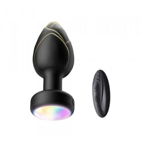  Passion Labs Anal Plug Led Light Vibrating Plug, Remote Control, 10 Vibration Modes, Silicone, USB, Black, 9 cm