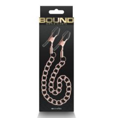   NS Novelties Bound Nipple Clamps DC2 - fém mellcsipesz - 44 cm (arany-fekete)