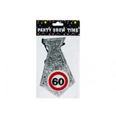 Party nyakkendő 60-as ezüst csillogó 19 cm