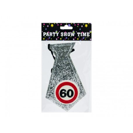 Party nyakkendő 60-as ezüst csillogó 19 cm