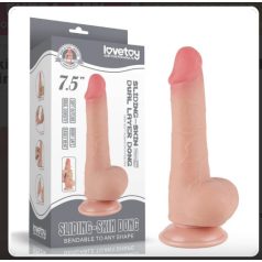   Lovetoy 7.5" Sliding Skin Dual Layer Dong - vízálló, szilikon, élethű dildó - 19,5 cm (testszínű)