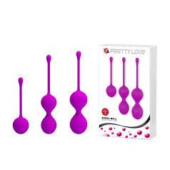   Pretty Love hüvelygolyó készlet, Kegel Ball  Training, Szilikon, Lila, 120x34mm/168x34mm/176x38mm