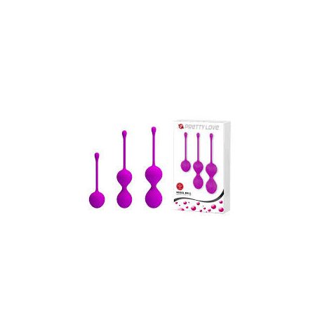 Pretty Love hüvelygolyó készlet, Kegel Ball  Training, Szilikon, Lila, 120x34mm/168x34mm/176x38mm
