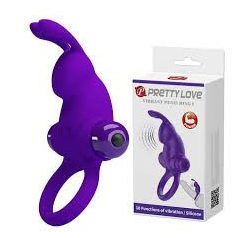   Pretty Love péniszgyűrű, szilikon, 10 vibrációs funkció lila színben