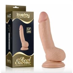   Lovetoy 7" Real Extreme Dildo - letapasztható, herés, vízálló, élethű dildó - 18 cm (testszínű)