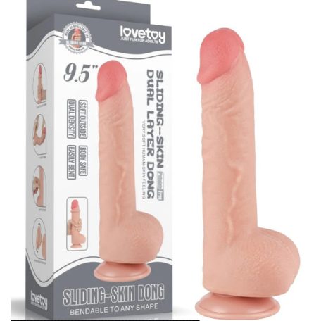 Lovetoy 9.5'' Sliding Skin Dual Layer Dong Flesh