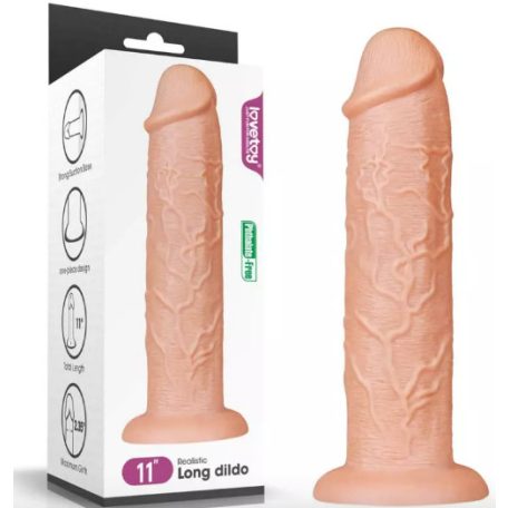 Lovetoy 11" Realistic Long Dildo - letapasztható, vízálló, élethű dildó - 28 cm (testszínű)