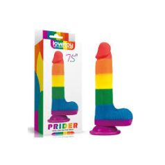   Lovetoy Prider - élethű herés dildó - 20cm (szivárvány) 
