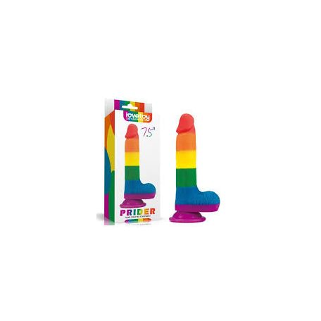 Lovetoy Prider - élethű herés dildó - 20cm (szivárvány) 