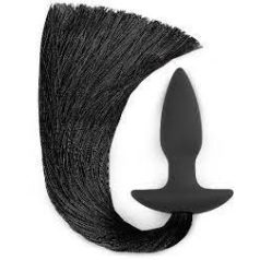   Lovetoy Silicone Anal Plug With Pony Tail - szilikon, vízálló anál dildó - 10,8/33 cm fekete színben