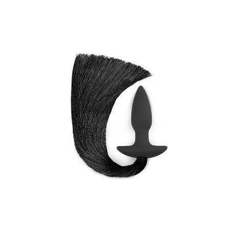Lovetoy Silicone Anal Plug With Pony Tail - szilikon, vízálló anál dildó - 10,8/33 cm fekete színben