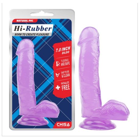 Hi-Rubber 7.0 Inch lila áttetsző herés dildó