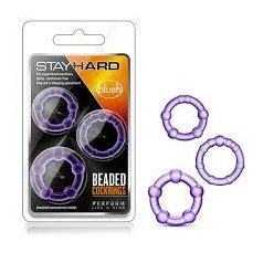 Stay  Hard  Beaded 3db-os péniszgyűrű szett lila színben