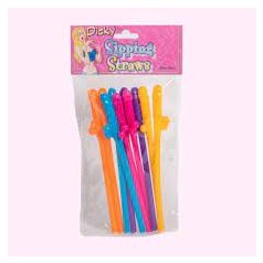 Easy Toys Színes Péniszes szívószál - 10 db /csomag