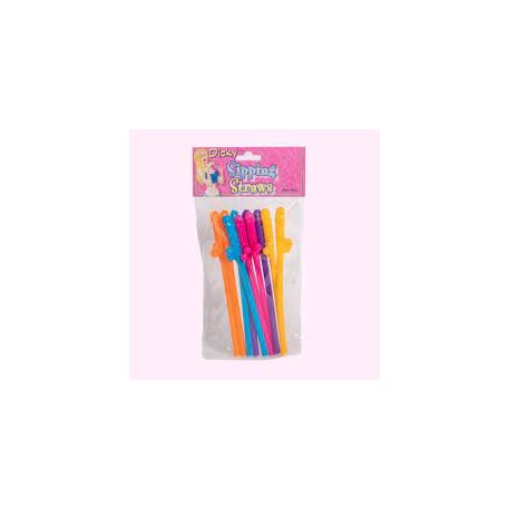 Easy Toys Színes Péniszes szívószál - 10 db /csomag