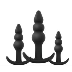 EasyToys - gömbös anál plug szett - 3 részes (fekete)