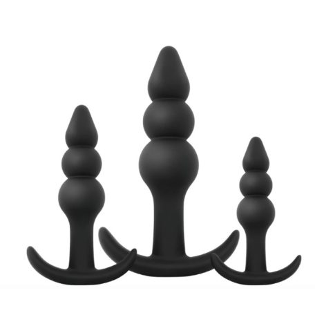 EasyToys - gömbös anál plug szett - 3 részes (fekete)