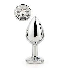   Dream Toys - Metal Anal Plug - Fém Anál Ékszer Fehér Ékkővel