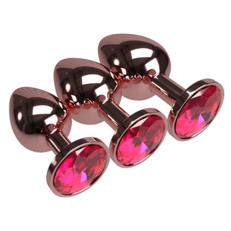 Exclusivity - Metal Plug Small -Kis anál plug - Rosegold piros kővel