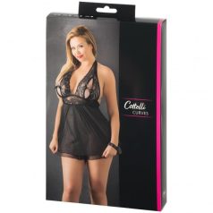   Cottelli Collection Plus Cottelli Plus Size - csipkés lenge babydoll (fekete) 3XL