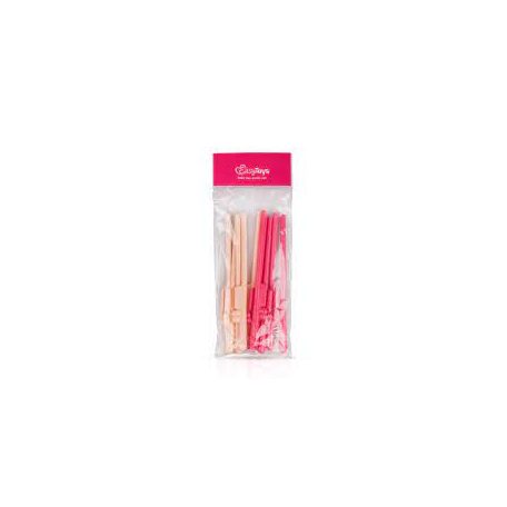 Easytoys Penis Straws - péniszes szívószál (sötét pink-natúr) - 10db