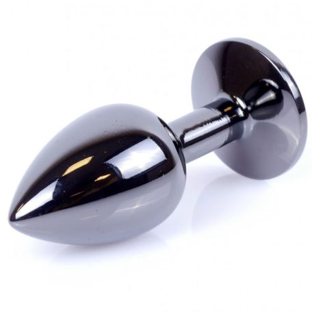 Jawellery Dark Silver Plug - Pink. Fényes sötétacél anál ékszer