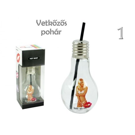 Vetkőzős Nő szívószálas izzó pohár 