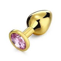   Exclusivity - Metal Plug Small - Arany Fém Kis Anál Ékszer áttetsző ékkővel