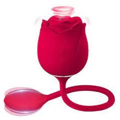   Dual motor Lonely Rose - akkus, 2in1 rózsa csikló vibrátor (piros)
