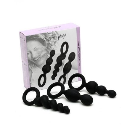  Satisfyer plug 3 db dildó szett /fekete/ Darabonként is!